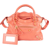 Balenciaga Coral Leather Small City Handbag
