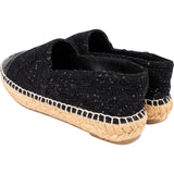 Chanel Black Sequin Tweed Leather CC Espadrilles Shoes (35)
