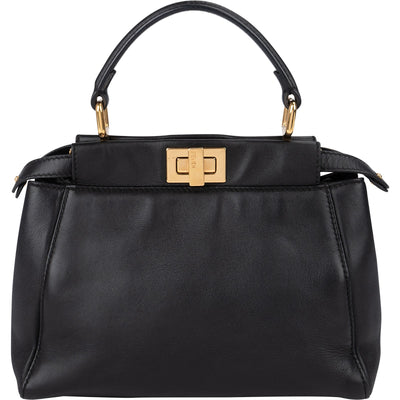 Fendi Black Leather Mini Peekaboo Handbag