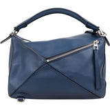 Loewe Blue Grained Calfskin Puzzle Crossbody Handbag