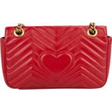 Gucci Red Quilted Leather Marmont GG Small Flap Crossbody Bag