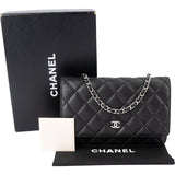 Chanel Quilted Lambskin Palladium Wallet On Chain Crossbody Bag