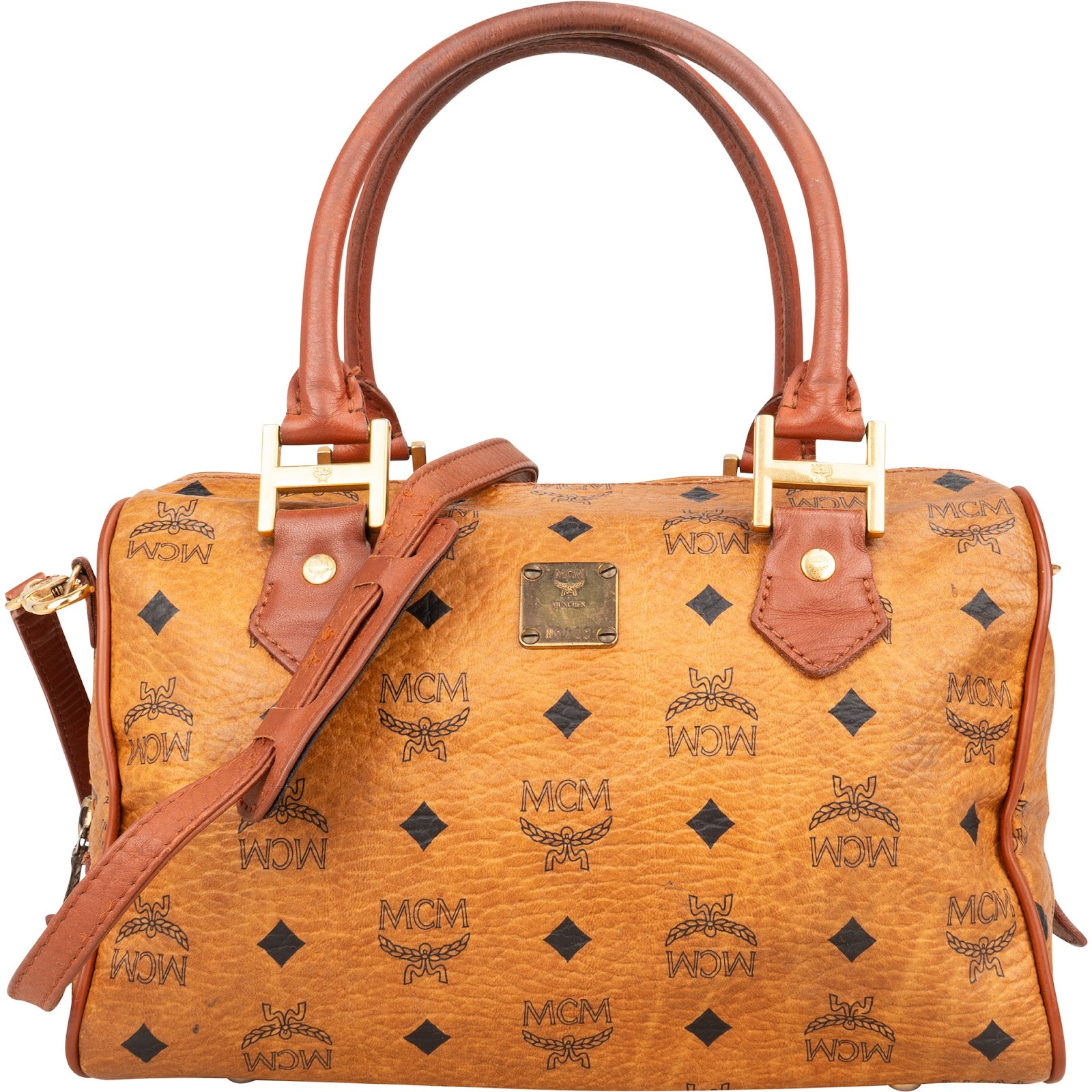 [🔄️B07 / F47] MCM Monogram Visetos Boston Bag Handbag - vintageandkickz