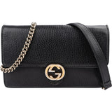 Gucci Grained Leather Interlocking GG Wallet On Chain Crossbody Bag