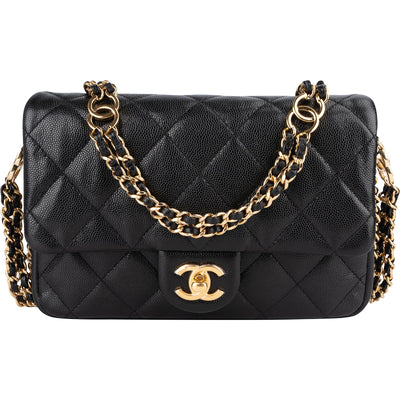Chanel Quilted Caviar Leather Single Flap Crossbody Bag
