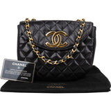 Chanel Quilted Lambskin 24K Gold Half Moon Single Flap Crossbody Bag