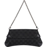 Gucci Monogram GG Black Horsebit Chain Pochette  Handbag