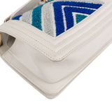 Chanel Sequin Embellishment Chevron Calf Leather Boy Single Flap Crossbody Bag