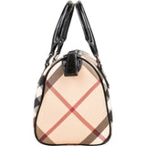 Burberry Nova-Check Monogram Patent Leather Nova Check Small Boston Bag Handbag