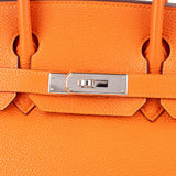 Hermès Orange H Taurillon Clemence Leather Palladium Birkin 30 Handbag