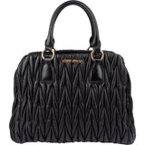 Miu Miu Black Matelassé Nappa Leather Top-Handle Handbag