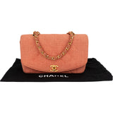 Chanel Quilted Cotton Small Diana 24K Gold Single Flap Crossbody Bag