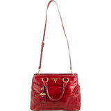 Prada Red Vitello Shine Leather Tote Handbag