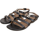 Hermès Black Leather Transat Kelly Lock Strap Sandals (37)