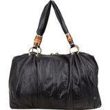 Gucci Black Leather Indy Bamboo Shoulder Bag