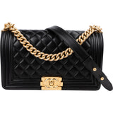Chanel Quilted Lambskin Medium Boy Single Flap Crossbody Bag