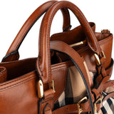 Burberry Nova-Check Haymarket Brown Leather Bridle Lynher Belt Hobo Handbag