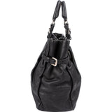 Prada Black Nappa Leather Ruched Tote Handbag