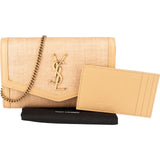 Yves Saint Laurent Raffia & Leather Uptown Wallet On Chain Crossbody Bag