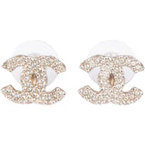 Chanel CC Silver Tone Crystal Stud 2017 Earrings