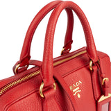 Prada Red Vitello Daino Leather Duffle Handbag