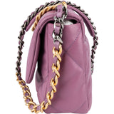 Chanel 19 Purple Quilted Lambskin Single Flap Crossbody Bag