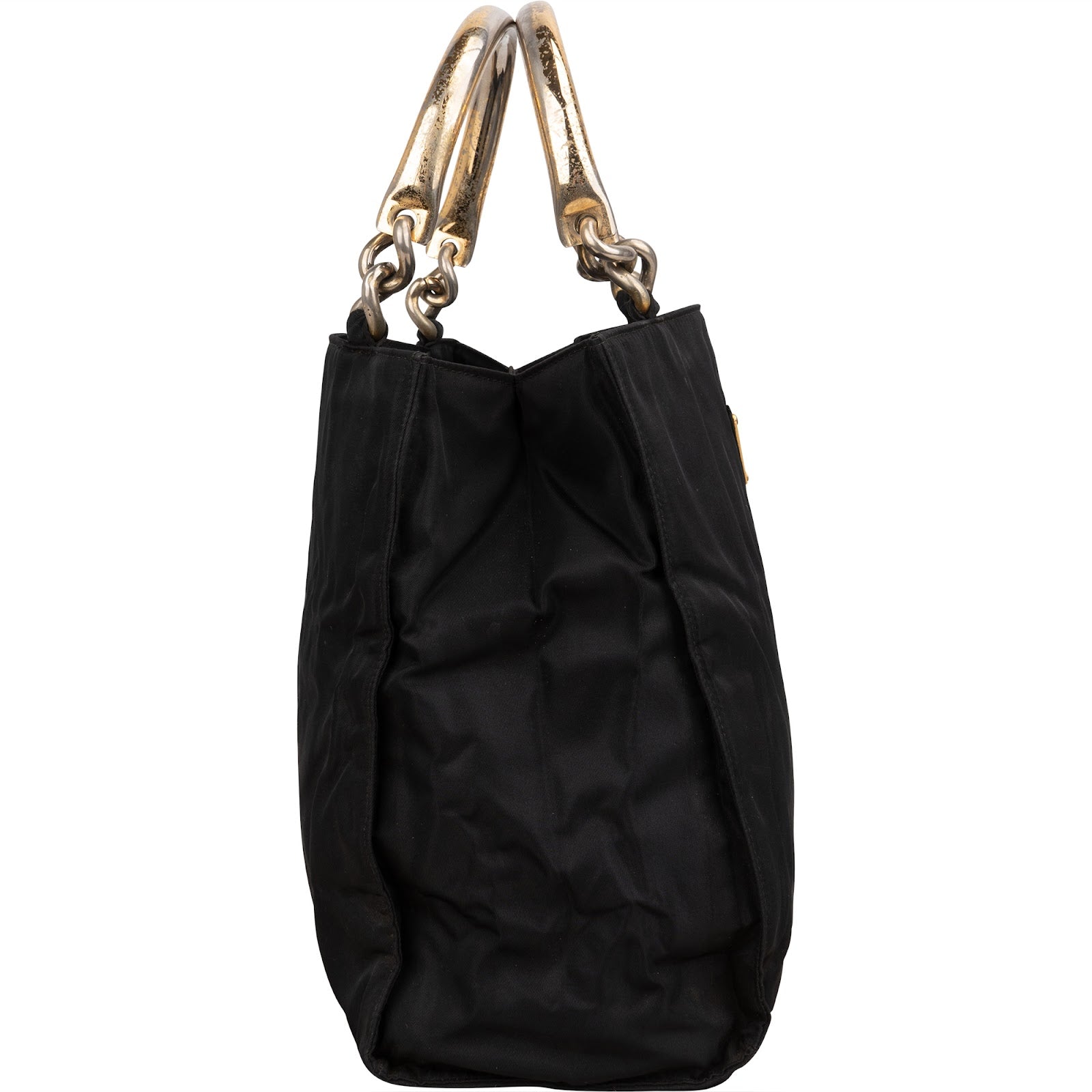 [🔄️B20 / F10] Prada Tessuto Metal Handle Tote Handbag - vintageandkickz