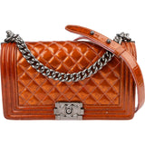 Chanel Quilted Patent Leather Medium Boy Crossbody Bag
