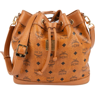 MCM Monogram Visetos Drawstring Bucket Crossbody Bag