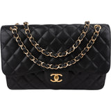 Chanel Quilted Caviar Leather Jumbo Double Flap Crossbody Bag