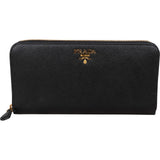 Prada Saffiano Metal Leather Zip Around Wallet