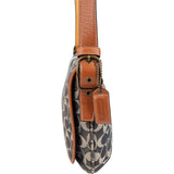 Coach Monogram Signature Stripe Saddle Crossbody Bag