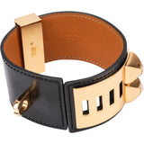 Hermès Leather Gold Tone Collier de Chien Bracelet