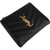 Saint Laurent Grain de Poudre Matelassé Compact Zip Around Wallet