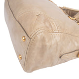 Prada Beige Vitello Shine Leather Bowler Handbag