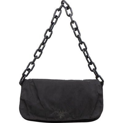 Prada Nero Tessuto Plastic Chain Shoulder Bag