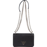 Prada Saffiano Leather Chain Wallet Crossbody Bag