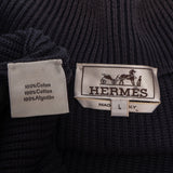 Hermès Black Strick Ribbed Zip-Up Cardigan (L)