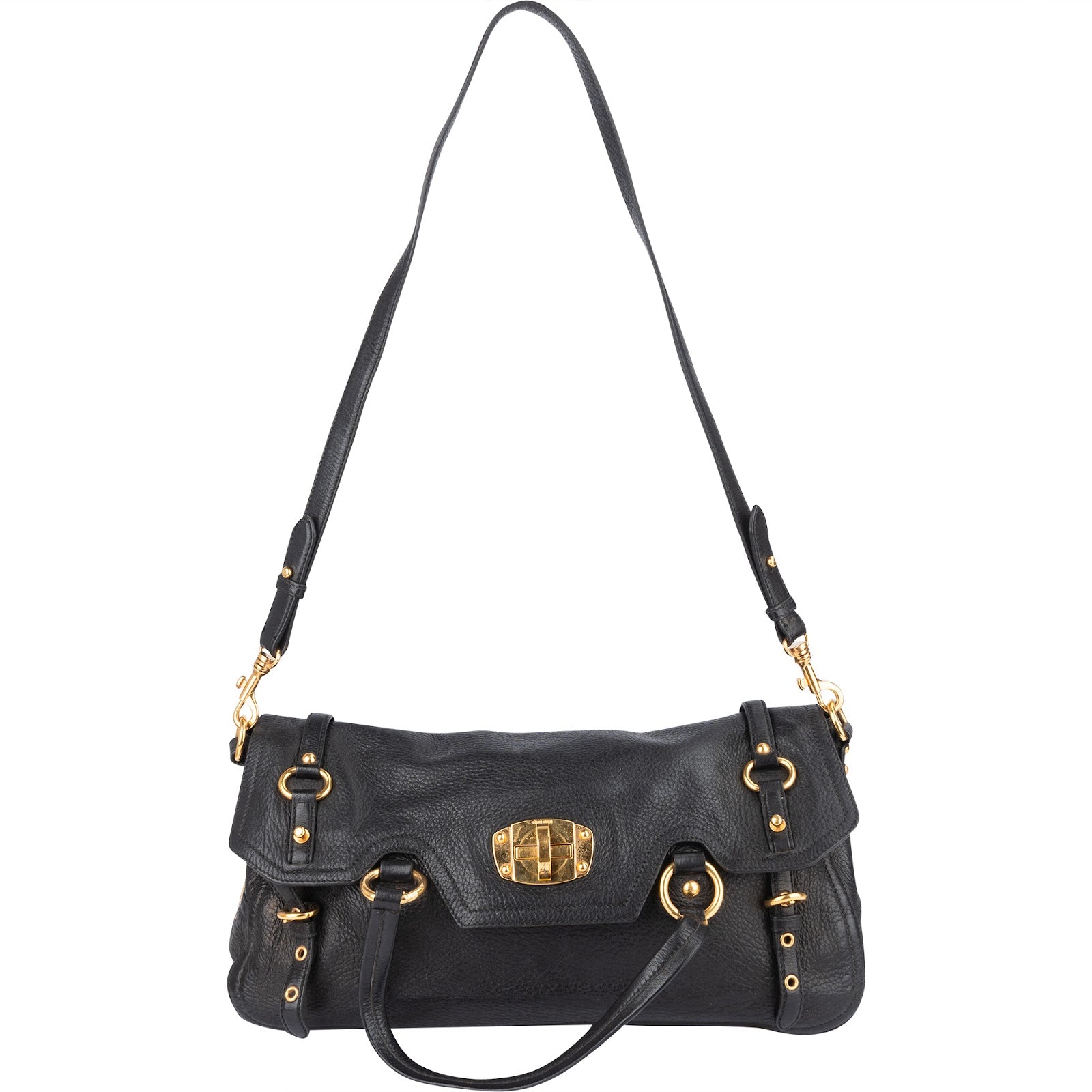 [🔄️B23 / F50] Miu Miu Vitello Lux Cofer Shoulder Bag - vintageandkickz
