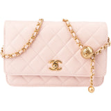Chanel Quilted Lambskin Adjustable Ball Wallet On Chain Crossbody Bag
