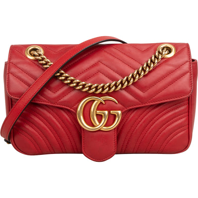 Gucci Chevron Matelassé Leather GG Marmont Medium Shoulder Crossbody Bag