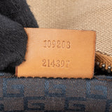 Gucci Canvas Leather Half Moon Woven Handle Shoulder Bag