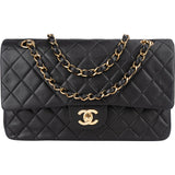 Chanel Quilted Lambskin 24K Gold Medium Double Flap Crossbody Bag