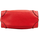 Céline Red Grained Calfskin Nano Luggage Handbag