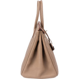 Hermès Etoupe Clemence Leather Palladium Birkin 35 Handbag