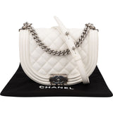 Chanel Quilted Caviar Leather Small Boy Messenger Single Flap Crossbody Bag