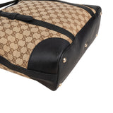 Gucci Monogram GG Canvas Trimmed Leather Tote Shoulder Bag