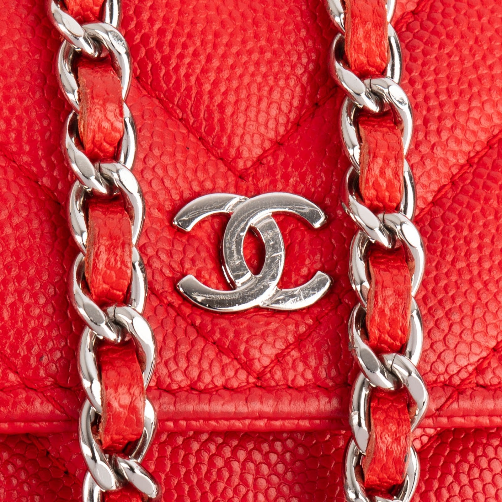 Chanel Chevron Caviar Leather Wallet On Chain Crossbody Bag - vintageandkickz