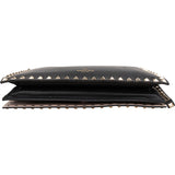 Valentino Garavani Black Leather Rockstud Flap Clutch