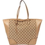 Gucci Monogram GG Canvas Metallic Leather Bree Tote Shoulder Bag